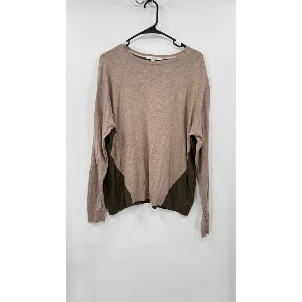 Boden US 16 Cotton Colorblock Sweater Womens Tan Olive‎ Green